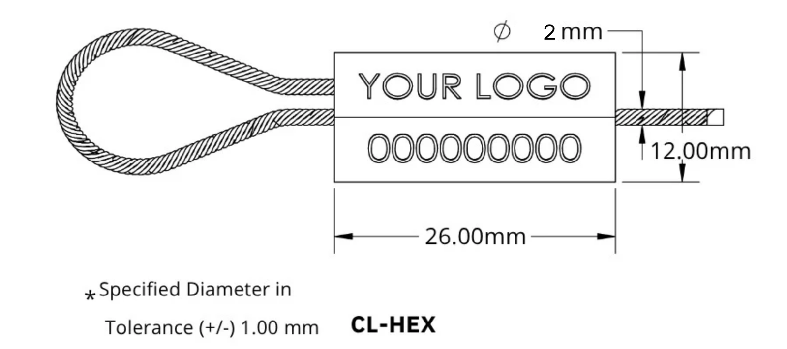 JHAS-TD-METAL CABLE LOCK WIRE ROPE SEALS CL-HEX