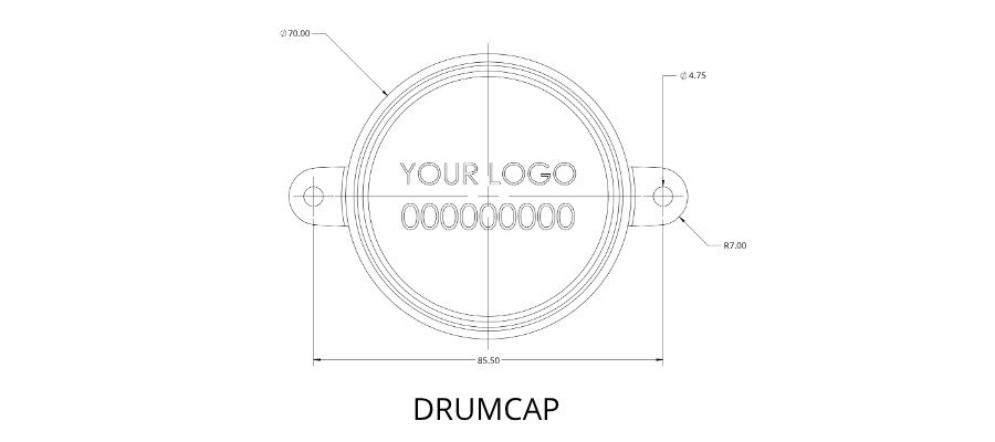 Jhas Industries -Drum Cap Seals (DC-S) 70mm Drawing