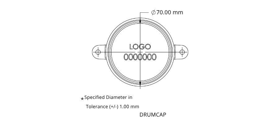 Jhas Industries - Drum Cap Seals DC-S Technical Drawing - 70mm