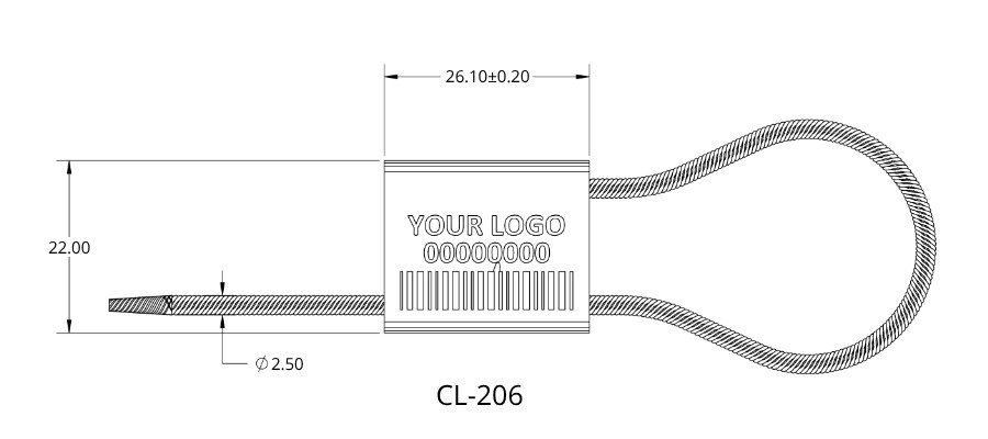 Jhas Industries - METAL CABLE LOCK WIRE ROPE SEALS (CL-205) &ndash; Aluminium Drawing