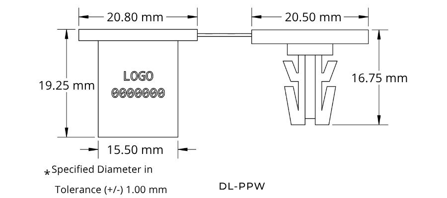 Jhas Industries - Plastic Dual Lock Anchor Seals Without wire DL-PPW Technical Drawing