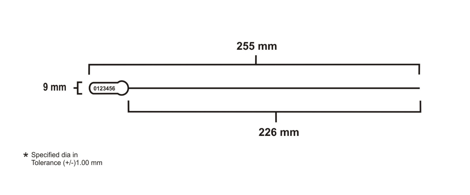 Lead Seals with attached Wire and Serial Number LS-Z-techincal drawing-jhas