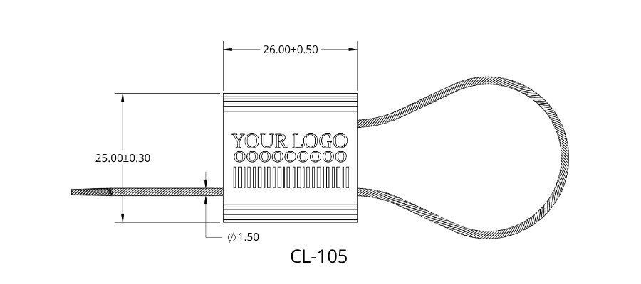 Jhas Industries Aluminum Cable Security Seal (CL-105) drawing