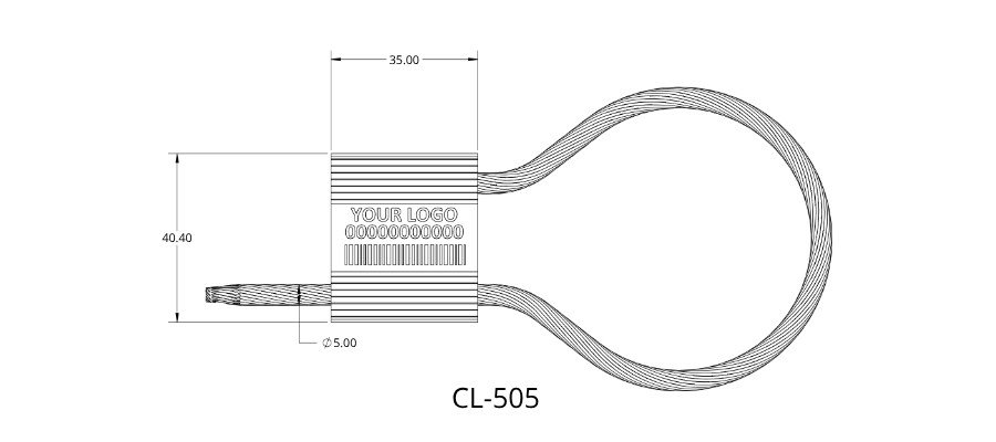 Jhas Industries - Metal Cable Lock Wire Rope Security Seal (CL-505) Drawing