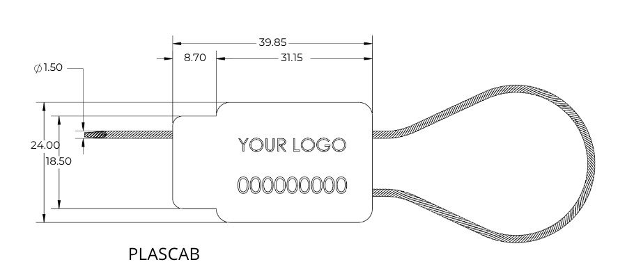 Jhas Industries - Plascab Plastic Cable Security Seal (Plascab) Technical Drawing