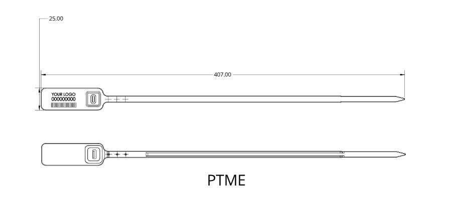 Jhas Industries - Plastic Seal Round Strip with Metal Insert Locking (PT-ME) Drawing