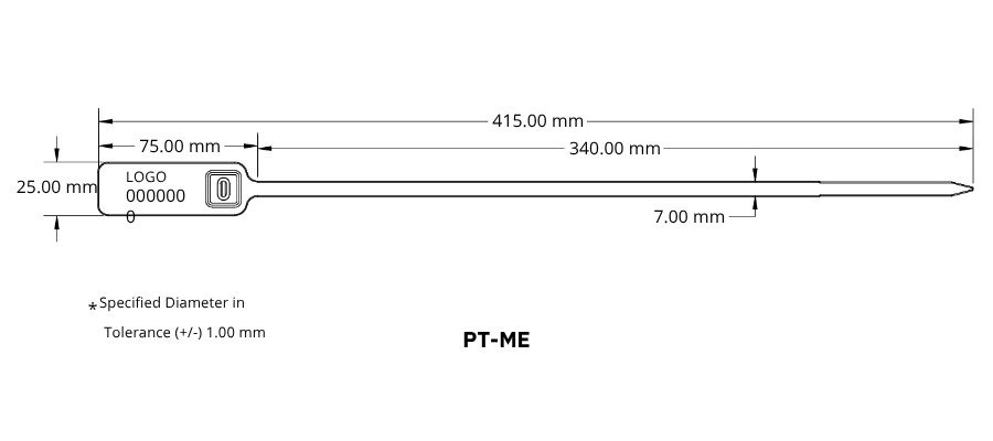 Jhas Industries -Plastic Seal Strip with Metal Insert Locking PT-ME Technical Drawing