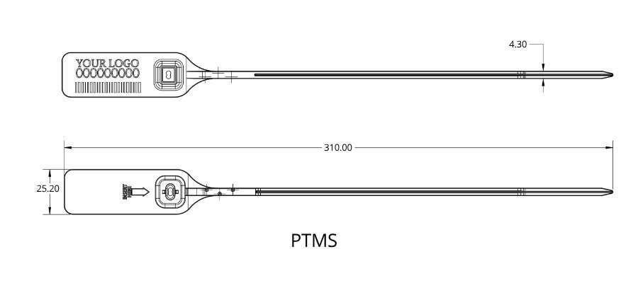 Jhas Industries - Plastic Seal Strip with Metal Insert Locking (PT-MS) Drawing