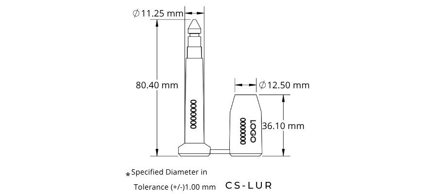 Jhas Industries - Container ANTI-SPIN Bolt Lock Seals CS-LUR Technical Drawing