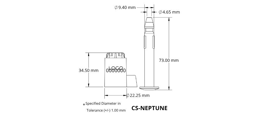 Jhas Industries - Container ANTI-SPIN Bolt Lock Seals CS-Neptune Technical Drawing