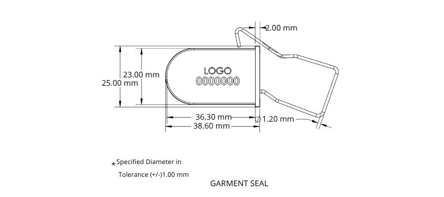 Jhas Industries - Garment Seals Technical Drawing