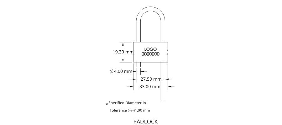 Jhas Industries Pad Lock Seals PL-101 Technical Drawing