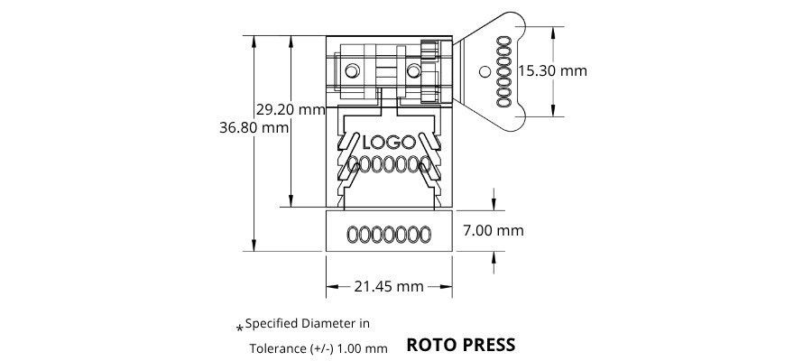 Jhas Industries - ROTO PRESS Wire Security Seal Technical Drawing